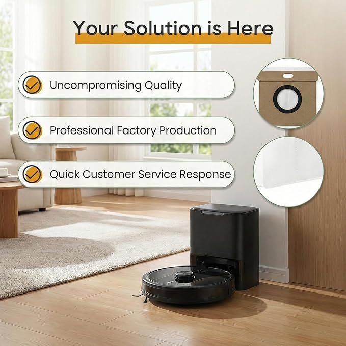 10-Pack Reusable Dust Bag Compatible for Eufy L60 SES / L60 Hybrid SES (5000Pa) / L50 SES (4000Pa), for Eufy L60 / L50, for Airzeen V8 Pro Robot Vacuum Parts Replacement Trash Bags