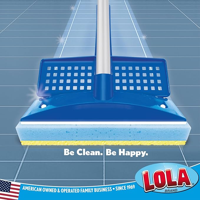 LOLA Squeeze Sponge Mop w/ Poly Foam & a Natural Cellulose Layer & 3 Replacement Heads / Refill Bundle, Absorbs & Wicks Moisture, Floor Cleaner