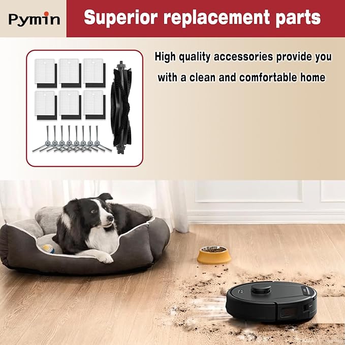 Pymin 16 Pack Replacement Accessories kit Compatible with eufy L60/ L60 SES/ L50/ L50 SES Robot Vacuum Replacement Parts (1 Pack Roller Brush+6 Pack Filter & Sponge+8 Pack Side Brush+1 Cleaning Brush)