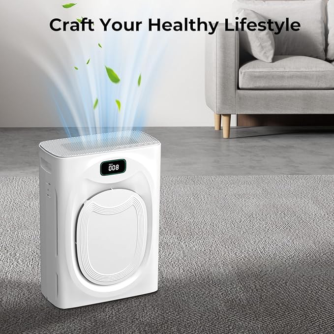 VENTISOL Air Purifiers for Large Room up to 2300sq.ft, Home Air Purifier for Pets with 4 Washable Pre-Filters, H13 Filter Smart Air Purifiers for Bedroom, App Control Air Cleaner with PM2.5 Display