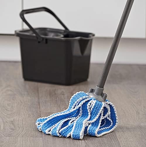 Addis Microfibre Mega Mop Super Absorbent Anti Bacterial with Screw fix 3 pcs Handle, Blue Metallic