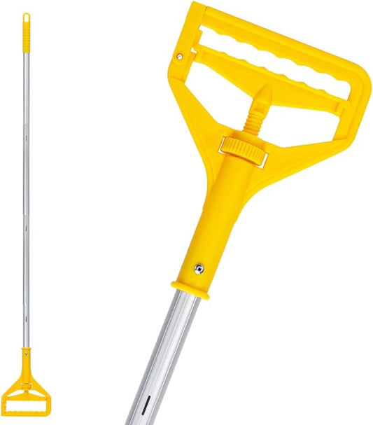 KeFanta Commercial Mop Handle Heavy Duty,60 Inch Aluminum Side Gate Mop Stick,Industrial Wet Mops Head Replacement Holder for Floor Cleaning,Yellow