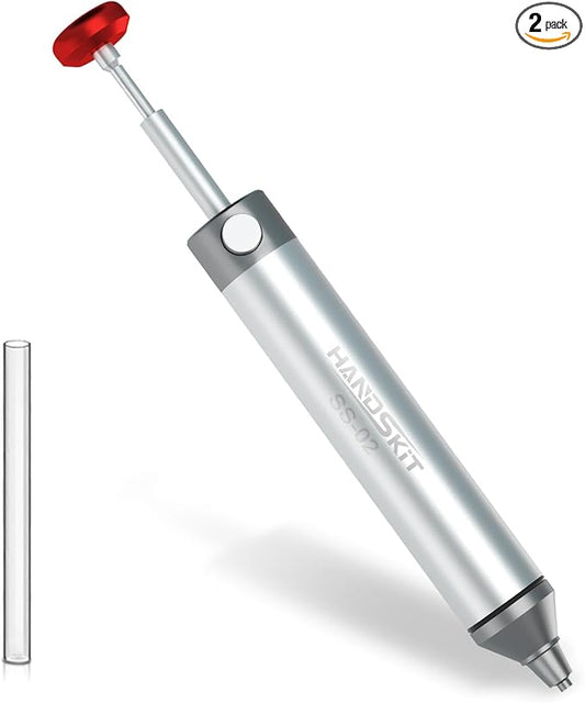 Solder Sucker,HANDSKIT No Clog Desoldering Wick for Solder Removing Heat Resistant Sucking Nozzle Tube Desolder Tool Soldering Pump Strong Vacuum Suction Remover Desolder Gun Solder Iron Cleaner