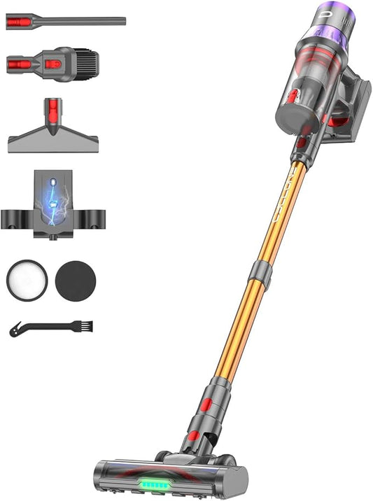 YU7 Max Cordless Vacuum Cleaner 600W 75Min 55kPa Powerful Suction Stick Vacuum, Anti-Tangle, Touch Screen, Self-Standing Lightweight Wireless Vac for Home Pet Hair Carpet Hard Floors