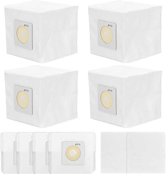 Y10 Vacuum Bags Compatible with InterVac Vacuum Cleaner Model CS6, CS8, CS8HW, CS10 and for DOMETIC CV1003 Vacuums - 8 Dust Bag with 2 Motor Filters Part #Y10-5