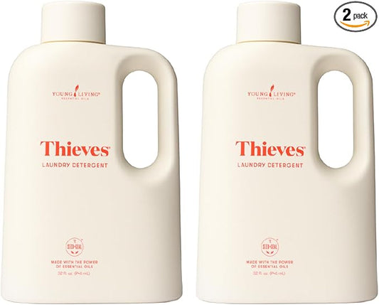 Young Living Thieves Laundry Detergent, Concentrated Plant-Based Formula with Enzymes, Fresh Citrus Scent, For HE and Standard Washers, 32 fl oz - 2 Pack