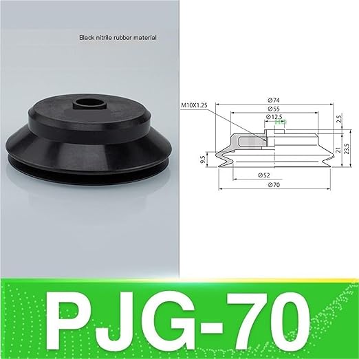 Robot Vacuum Suction Cup Double-Layer PJG Pneumatic Components Industrial Large and Heavy-Duty Powerful Silicone Nozzle Accessories(PJG-70(Black))