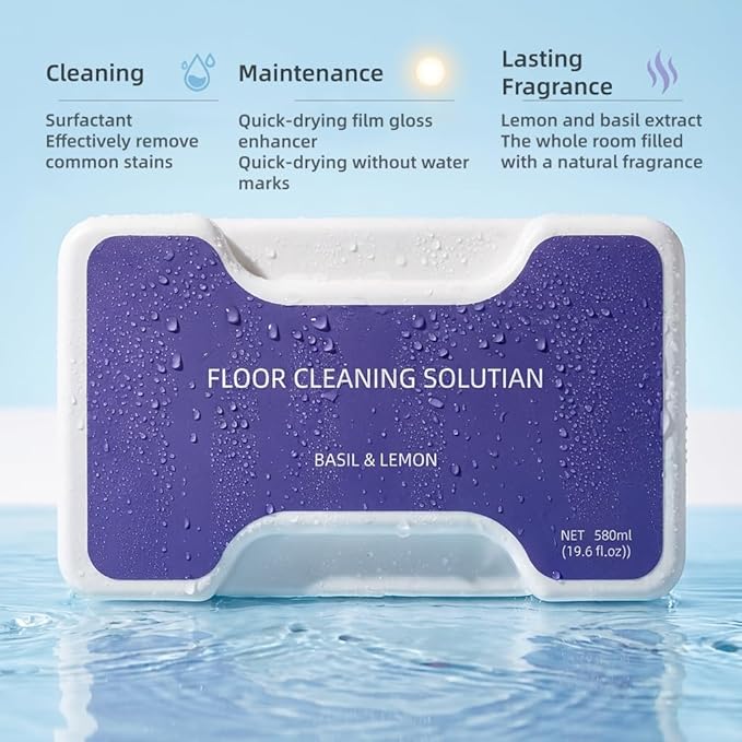 Robot Vacuum and Mop Floor Detergent Compatible For Narwal Freo Z Ultra/Freo Z10,580ml Lemon and Basil Scent Floor Cleaner.(1 Bottle)