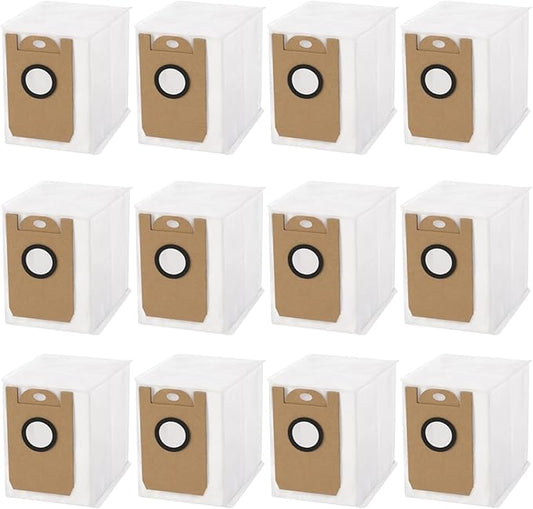 12 Pack Dust Bags Replacement for Tikom L8000 Plus/Medion X20 SW+ MD 11415 Robot Vacuum Cleaner, Disposable Large Capacity Vacuum Bags Accessories