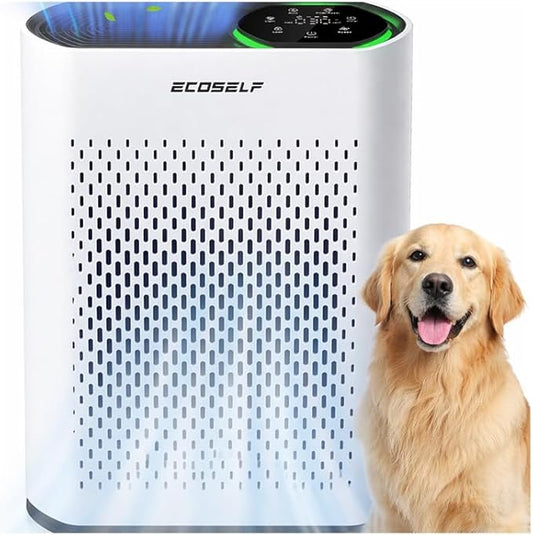 ECOSELF Powerful Air Purifiers for Home Large Room Up to 1400 Ft² with Air Quality Monitor 20dB Sleep Mode, Air Purifier for Bedroom Office Living Room for Pets, Dust Smoke PoIIen Dander Smell, White