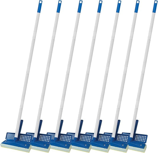 LOLA Squeeze Sponge Mop, 7 Pack - w/ Poly Foam & Natural Cellulose Layer - Absorbs Moisture, Hard Surface Cleaner - Refillable, 9” Wide Head - for Home, Office, Hardwood, Linoleum & Tile Floors