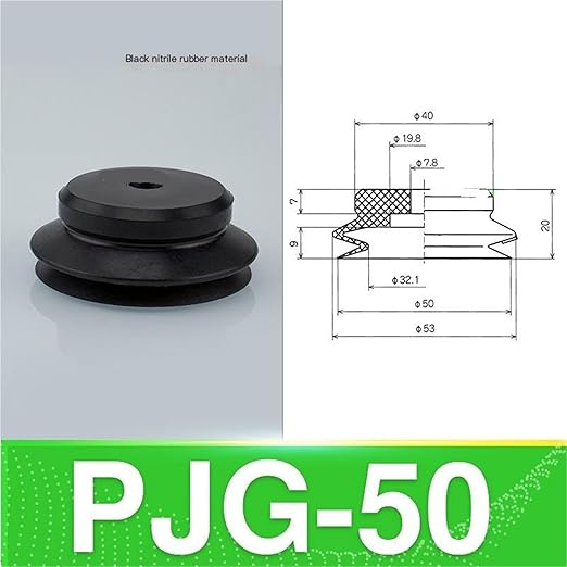 Robot Vacuum Suction Cup Double-Layer PJG Pneumatic Components Industrial Large and Heavy-Duty Powerful Silicone Nozzle Accessories(PJG-50(Black))