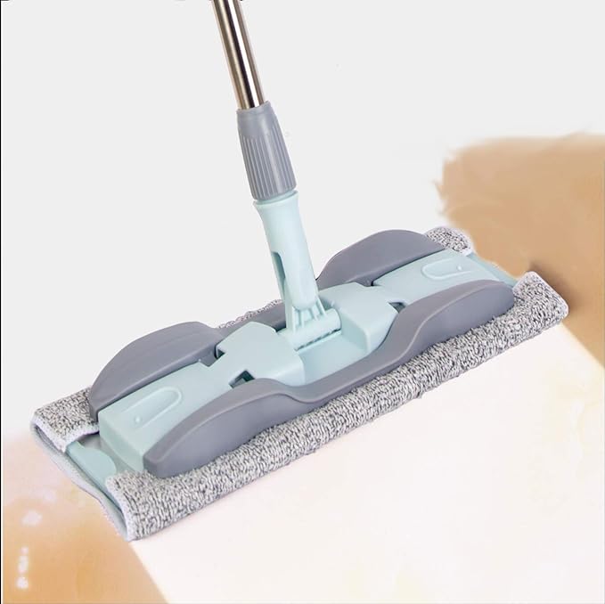 2-in-1 Microfiber Mop for Wet & Dry Use, 15-Inch with 4 Washable Pads, Adjustable Handle for Effortless Deep Cleaning and Floor Protection