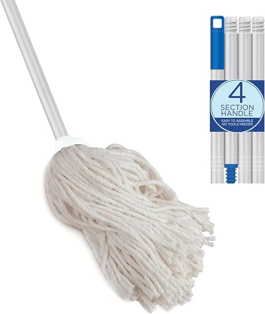 LOLA Cotton String Wet Mop, Absorbs Up to 3X its Weight in Water, for Floor Cleaning, Includes Swivel Hang Cap for Storage
