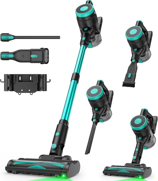 Zefiro Cordless Vacuum Cleaner,45Mins Runtime Vacuum Cleaners for Home, Anti-Tangle and 1.5L Dust Cup, Lightweight Vacuum for Hardwood Floor Carpet Pet Hair