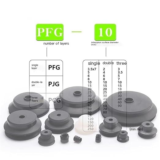 Robot Vacuum Suction Cup Double-Layer PJG Pneumatic Components Industrial Large and Heavy-Duty Powerful Silicone Nozzle Accessories(PJG-50(Black))