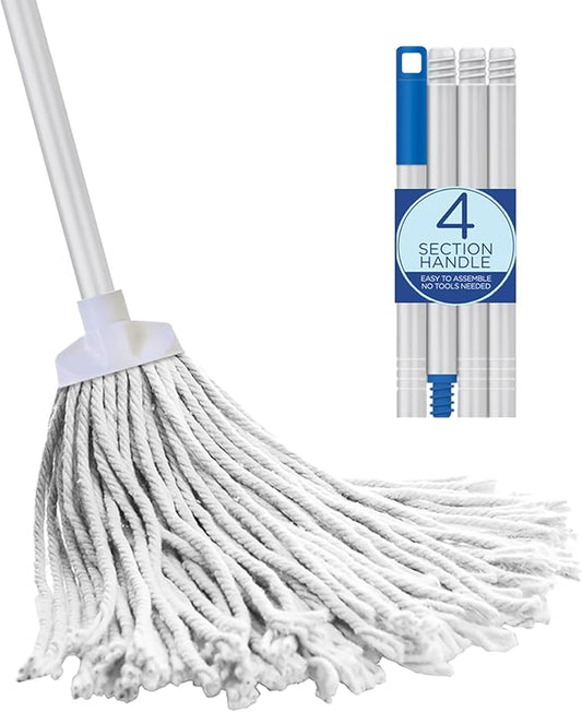 LOLA 12 Oz. Cotton String Wet Mop, Absorbs 4X its Weight in Water, Durable & Super Absorbent Floor Cleaning, 1 Count