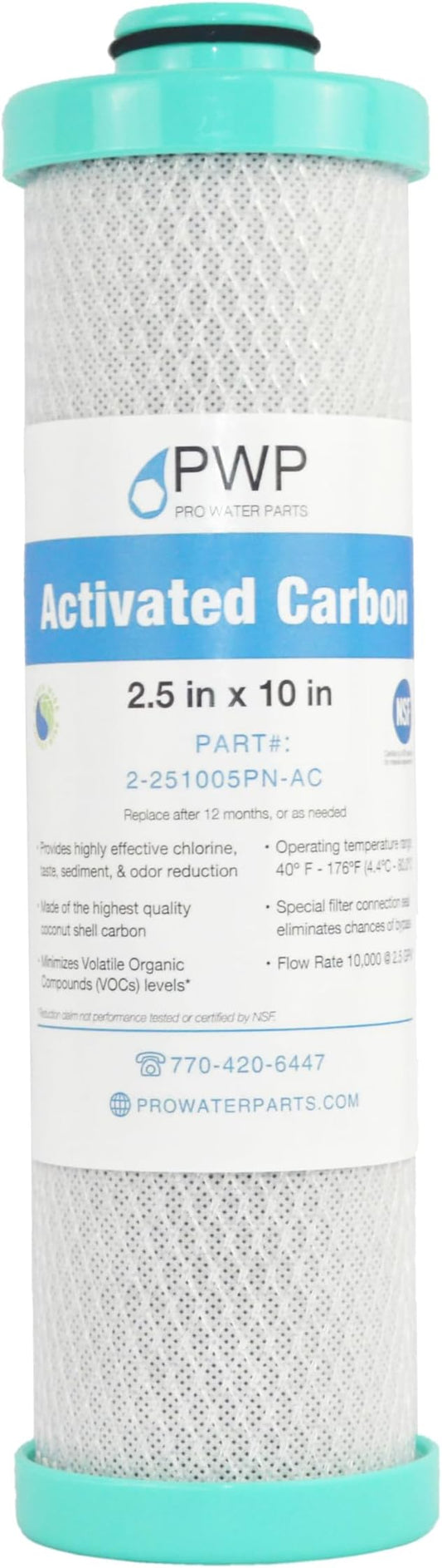 2.5 x 10 RV Water Filter Activated Carbon Block Push-Nipple Cartridge Replaces FRE-10-GN for Use with FRE-10H Housing OEM