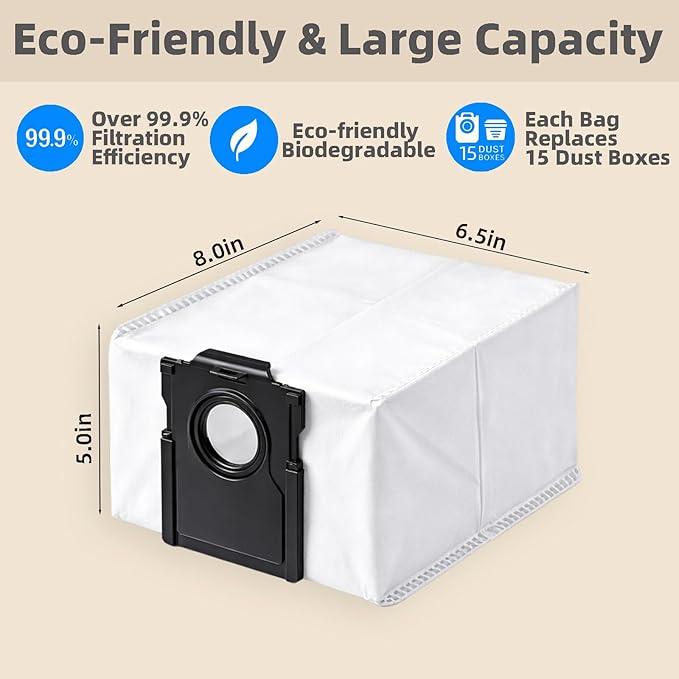 10-Pack 4-Liter Dust Bags Compatible with Dreame D10 Plus Gen 2 Robot Vacuum (RLD32GD), 10 × 4L Disposable Replacement Vacuum Bags