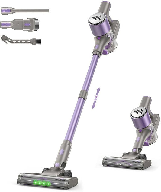 WLOTPO Vacuum Cleaners for Home,Cordless Vacuum Cleaner,Lightweight Stick Vacuum Cordless Rechargeable,Self-Standing Design,LED Touch Screen,Vacuum for Hardwood Floors,Carpet,Pet Hair(Deep Purple)