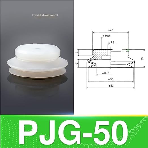 Robot Vacuum Suction Cup Double-Layer PJG Pneumatic Components Industrial Large and Heavy-Duty Powerful Silicone Nozzle Accessories(PJG-50(White))