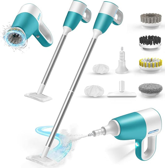 Steam Mop, Handheld Steam Cleaner with Rotating Scrub Brush & Detachable Steam Mops for Floor Cleaning, Refill Anytime, 10-in-1 Multi-purpose Steam Cleaner for Home, Tile, Grout, Furniture