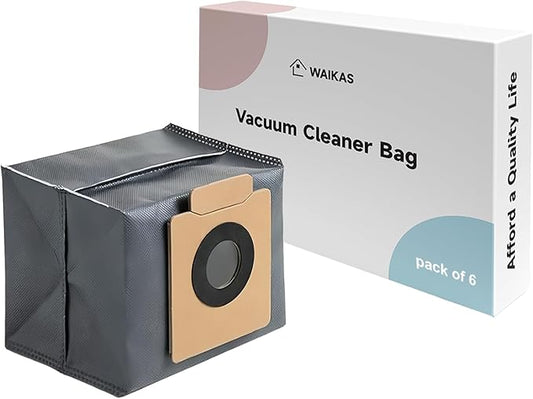 WAIKAS 6 Pack Dust Bags for Eufy X10 Pro Omni, X8 Pro Robot Vacuum Cleaner - Large Capacity Replacement Accessories