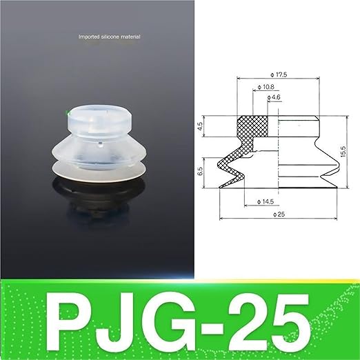 Robot Vacuum Suction Cup Double-Layer PJG Pneumatic Components Industrial Large and Heavy-Duty Powerful Silicone Nozzle Accessories(PJG-25(White))