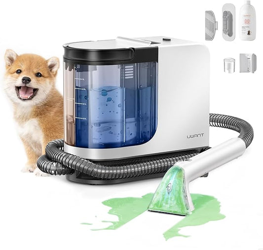 Uwant Carpet Cleaner Machine 18Kpa Powerful Suction, Portable Carpet Cleaner for Pet Stains with Cleaning Tools&Solution Self-Cleaning Upholstery Cleaner for Car, Couch, Rug, Spot (White)