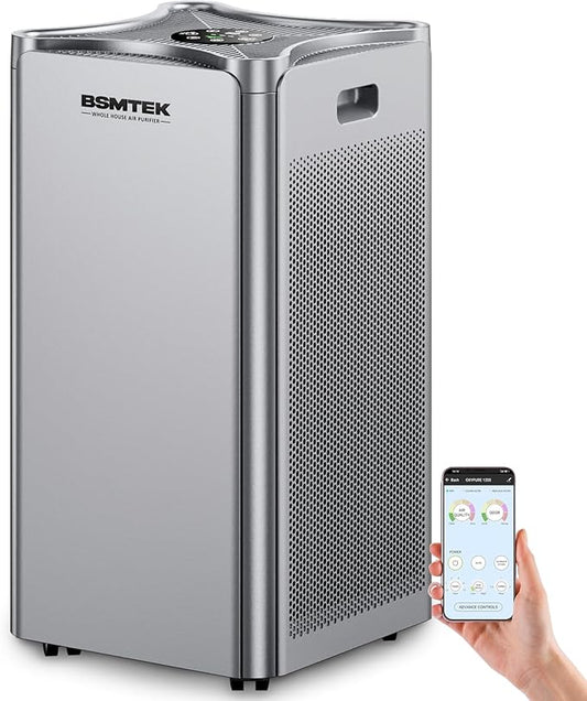 Whole Home Air Purifier for Large Room, 6096 Sq-ft In One Hour, Smart APP & WIFI, Air Cleaner for Home, Industrial and Commercial Large Room Air Purifers with Washable Filter, Timer, Wheels, 30" Tall