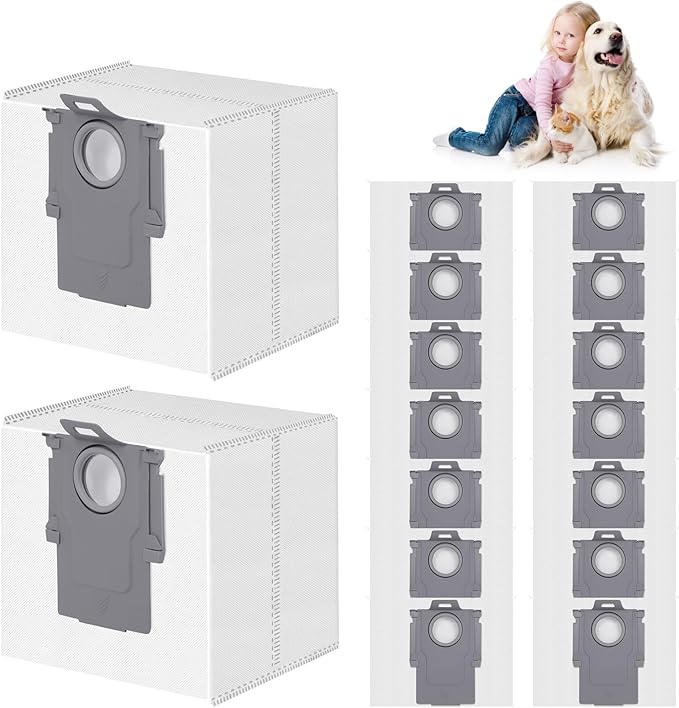 16 Pack Dust Bags for Roborock Q10 S5+/X5+, Q7 M5+/L5+, S8 Pro Ultra, S8+, S7 Max/MaxV Ultra, Q5+, Q5 Max+/Pro+/DuoRoller+, Q7+/Q7/Q8 Max+ Robot Vacuum, 3.6L Large Capacity Disposable Replacement Bag