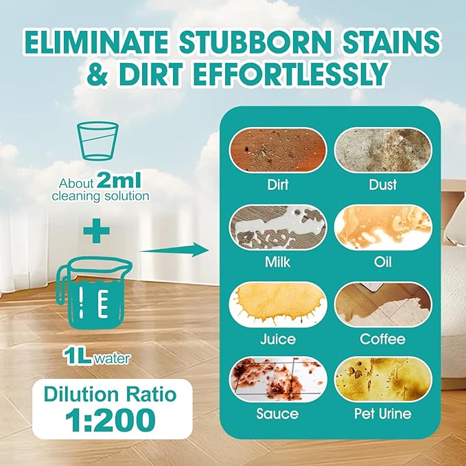 Floor Cleaning Solution Compatible with Dreame Cleaning Solution, for All Robot Vacuums & Wireless Wet/Dry Mops, Multi-Surface Detergent Refill for Hardwood, Tile & Laminate – Residue & Streak Free