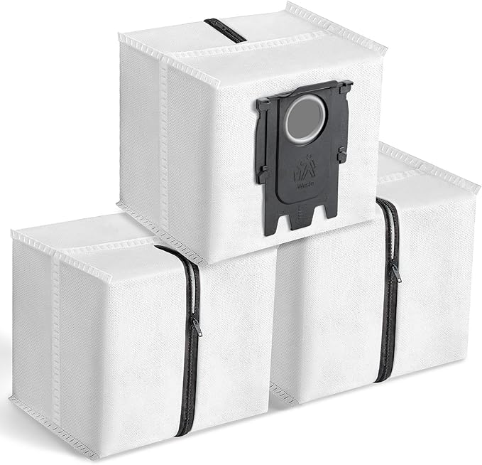 Reusable Dust Bags for Roborock S8 Pro Ultra, S8+, S7 MaxV Ultra/Max Ultra, Q5+, Q7+, Q5 Pro+, Q8 Max+ Robot Vacuum & Auto-Empty Dock Pure, 3 Pack New Version