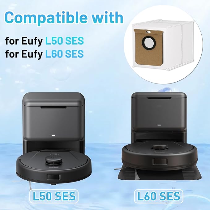 14 Pack L60 SES Replacement Vacuum Dust Bags Compatible with Eufy L60/L50 Series Robot Vacuum with Self Empty Station, 2.5L Replacement Bags for Eufy L60 Robot Vac-uum