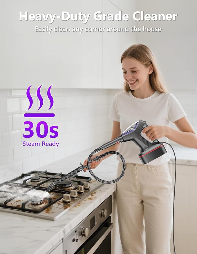 Steam Mop for Floor Cleaning, Heavy Duty All-in-One Steam Cleaner for Home with Detachable Handheld Steamer, for Hardwood, Tile, Walls, Grout, Windows, Furniture and Decks