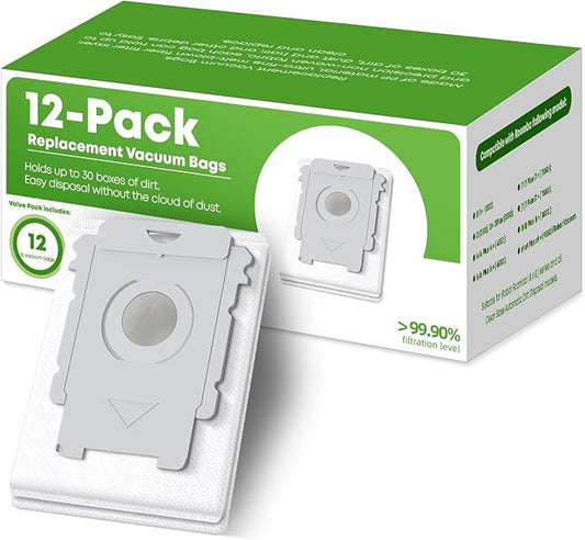 VBN 12 Pack Replacement Roomba Vacuum Bags, Compatible with iRobot Roomba 104 105 405 504 505 705 Combo 10 Max, i7+ i3+ i4+ i6+ i8+ j7+ s9+, i s j Series, All Clean Base Automatic Dirt Disposal Bags