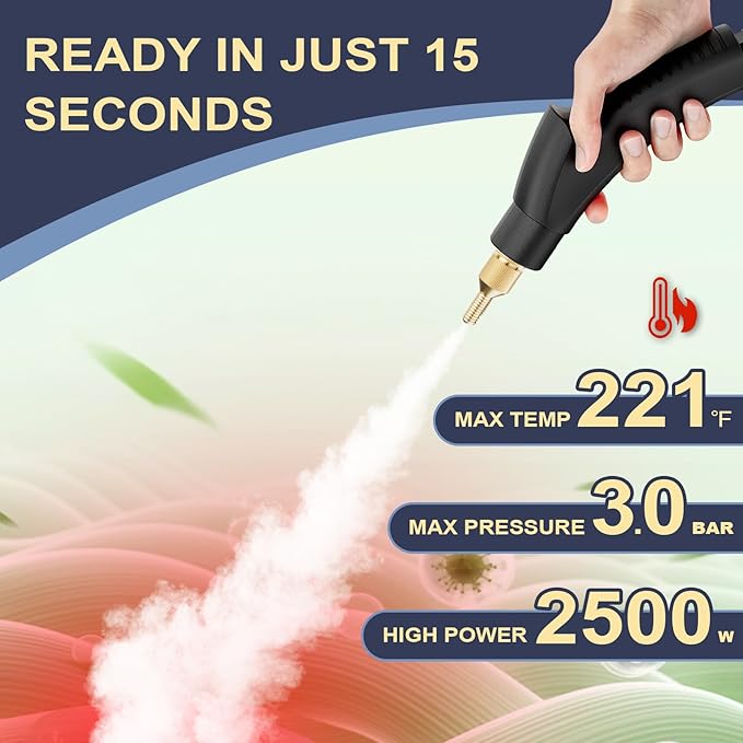 Steam Cleaner,15s Heat-Up,1.4L Tank,Steamer for Cleaning with 10 pcs Accessories,Multi-2500W High Temperature and Pressure handheld steamer,Steam Clea (6-【02】White)