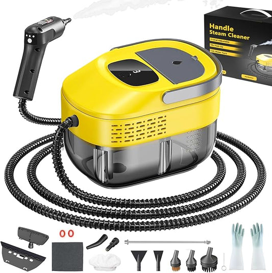 2026 New 3 Level Adjustable Pressurized Handheld Steam Cleaner for Home, 10s Heat-Up Handheld Steamer for Cleaning, 1.6 Qt Tank Portable Steam Cleaner Handheld for Car,Grout,Tile,Couch (yellow)