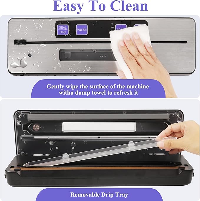 Vacuum Sealer for Food Saver, 7 Vacuum Modes with Build-in Cutter & Digital Countdown Timer, External Suction Nozzle For Zipper Bag, Vacuum Box, Mason Jar