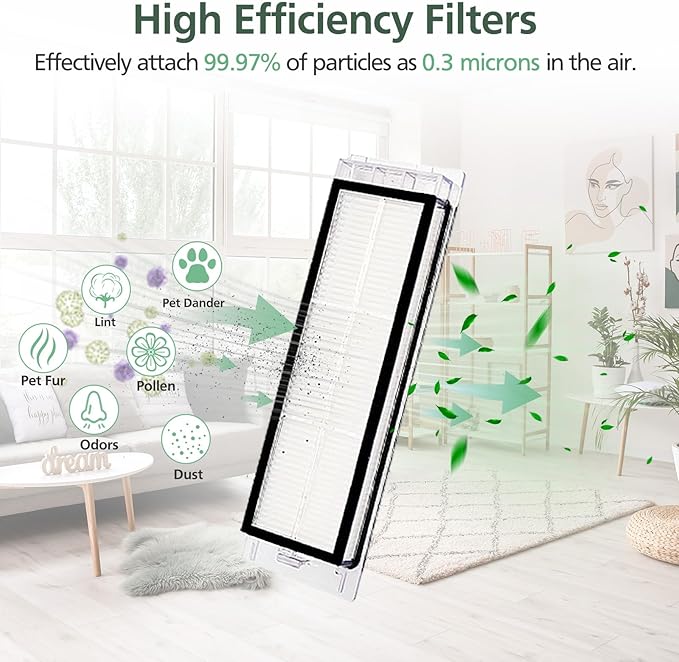 15 Pack Replacement Parts for Q Revo Robot Vacuum, Q Revo Accessory Replacement Kits (1 Rolling Brush + 2 HEPA Filters + 2 Dust Bags + 4 Mop Pads + 4 Side Brushes)