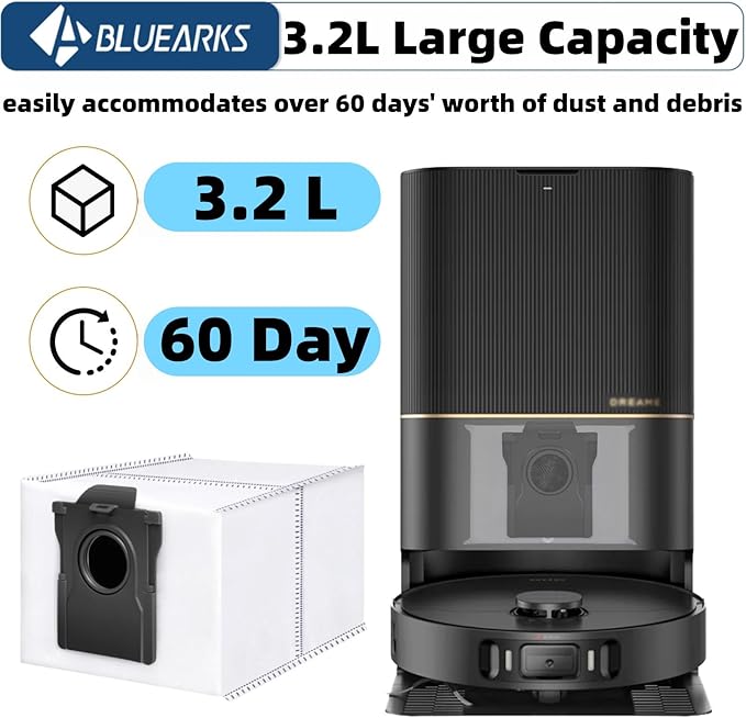 14Pcs Compatible with Dreame L10s Ultra Gen 2/X50 Ultra/L40 Ultra Robot Vacuum,3.2-Liter Large Capacity Activated Carbon Adsorptio Bags,Four-Layer Sealed Disposable dust bag,9 Week