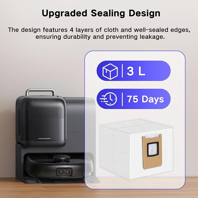 12 Pack Dust Bags Compatible with Eufy E28 OMNI, E25 OMNI, C28 OMNI Robot Vacuum, 4-Layer Replacement Disposable Bags, 3L Large Capacity