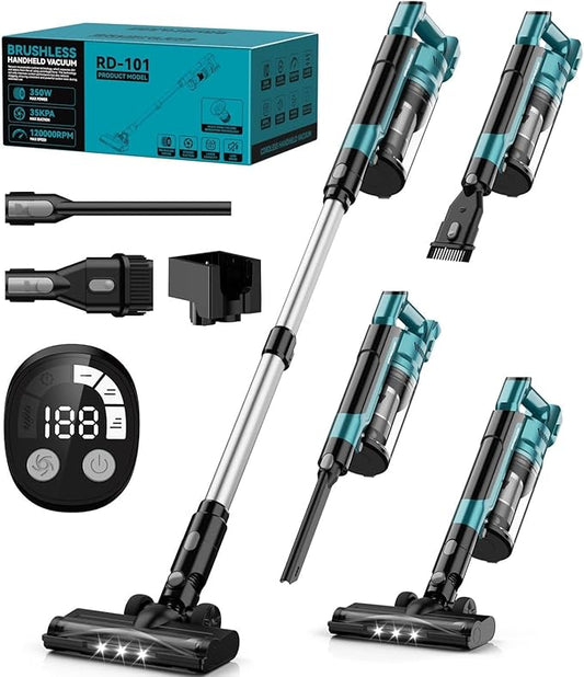 350W Cordless Vacuum Cleaner for Makita Battery, 35kPa Brushless Lightweight Stick Vacuum with 3 Mode Suction, 6 in 1 Stick Vacuum Cleaner with HEPA for Floor, Carpet, Car (Battery Not Included)