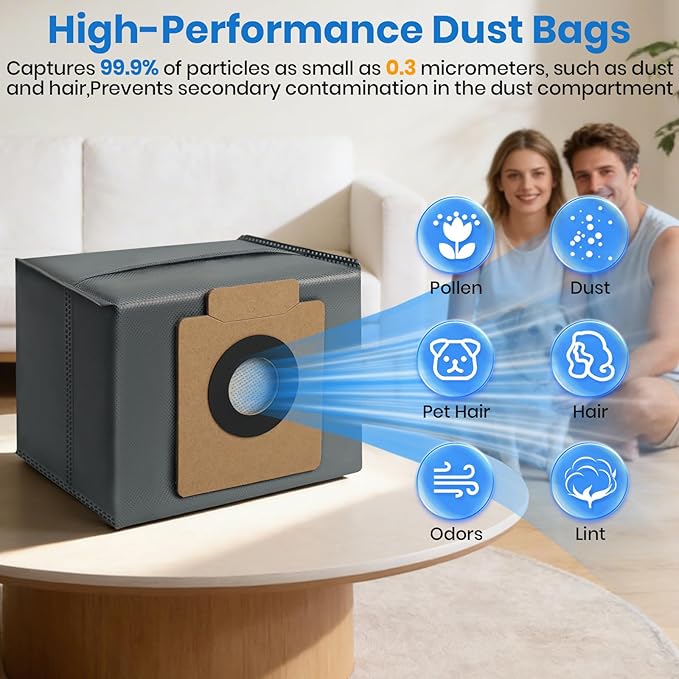 16 Pcs Dust Bags Mop for Eufy X10 Pro Omni,Eufy Robot Vacuum Dust Bags Kit, 3.2L Large Capacity Disposable Replacement Bags