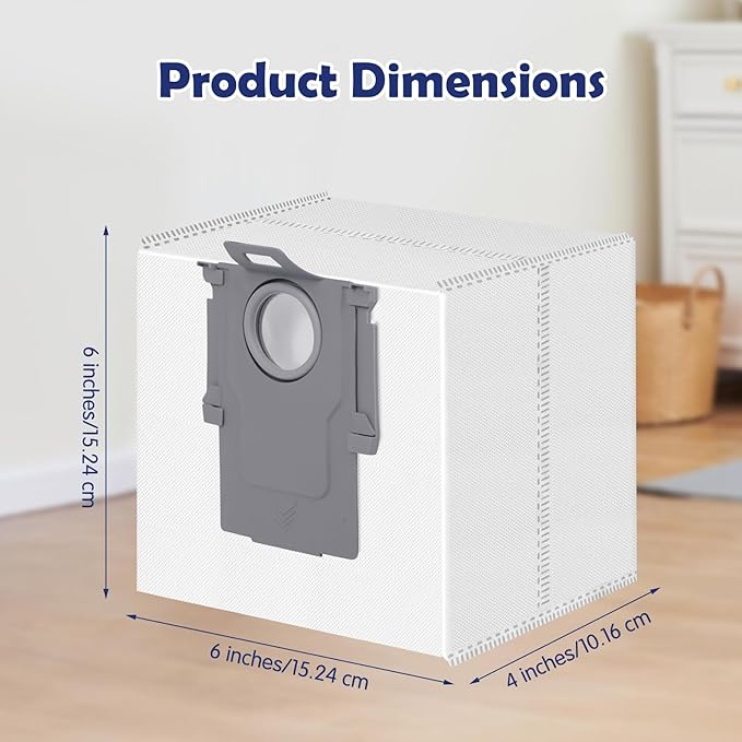12 Pack Dust Bags for Roborock Q7 M5+/L5+, Q10 S5+/X5+, Q5+, Q5 Max+/Pro+/DuoRoller+, Q8 Max+, S8 Pro Ultra/S8+, S7 Max/MaxV Ultra Robot Vacuum, 3.6 L Large Capacity Disposable Replacement Bag