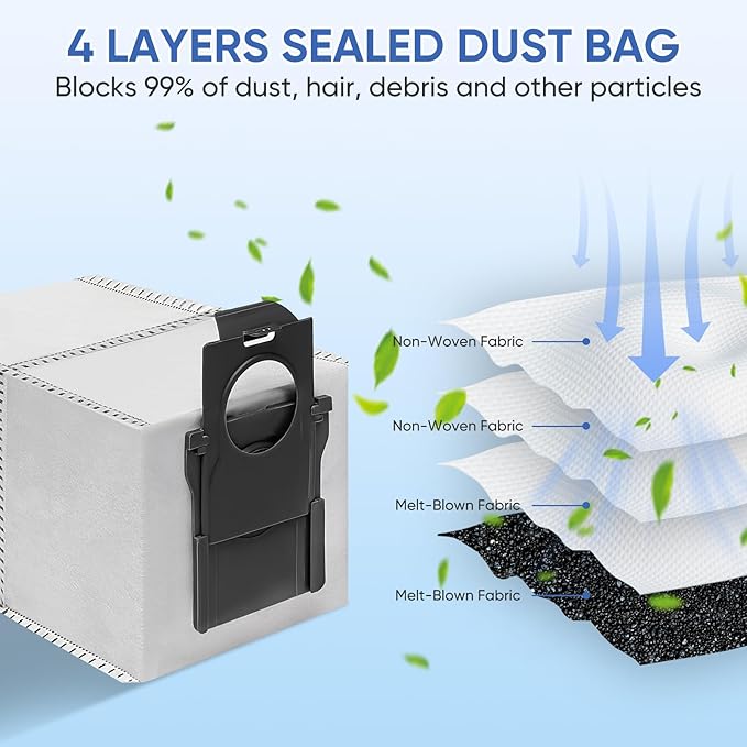 15 Pack Vacuum Bags Replacement for Dreame X50 Ultra/X40 Ultra/X30 Ultra/L50 Ultra/L40 Ultra/L10s Ultra Gen 2/L10s Pro Ultra Robot Vacuum Cleaner,3.2L Large Capacity Dust Bag Accessories