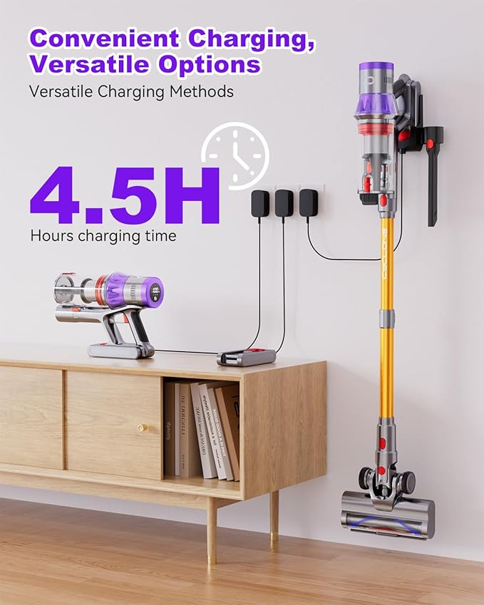 YU7 Max Cordless Vacuum Cleaner 600W 75Min 55kPa Powerful Suction Stick Vacuum, Anti-Tangle, Touch Screen, Self-Standing Lightweight Wireless Vac for Home Pet Hair Carpet Hard Floors