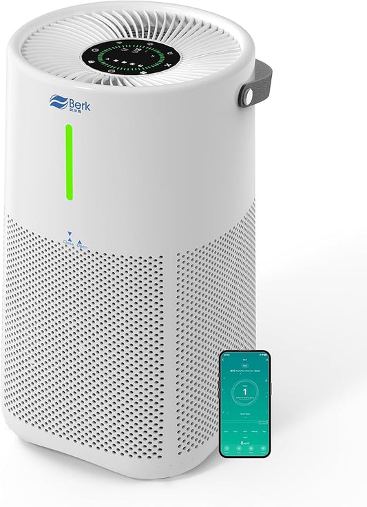 Berk Air Purifiers for Home Living Room,Cover Up to 1550 Ft²,Smart HEPA Air Purifier,PM2.5 Air Quality Display,Portable Air Purifier for Pets Hair, Smoke, Odors,Pollen (D3S-Smart)