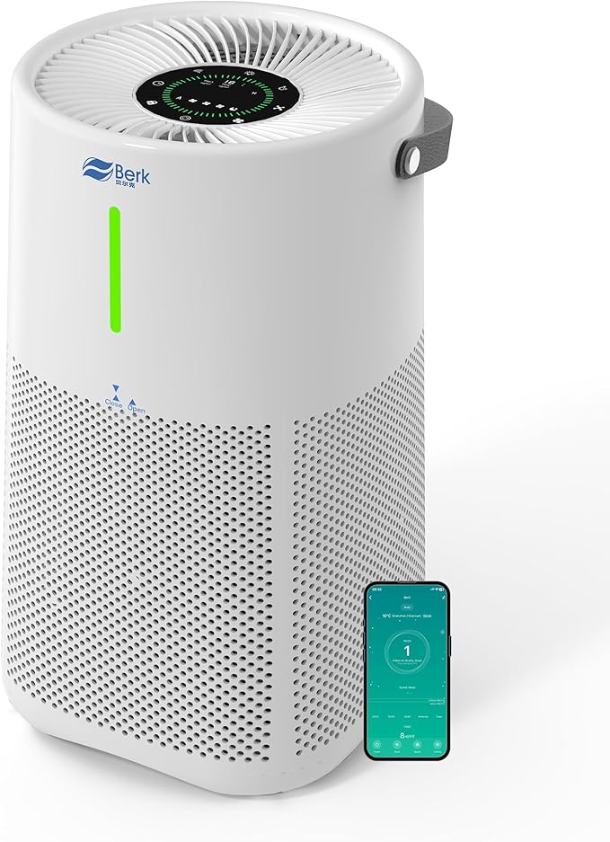 Berk Air Purifiers for Home Living Room,Cover Up to 1625 Ft²,HEPA Air Purifier,PM2.5 Air Quality Display,Air Purifier for Pets Hair, Smoke, Odors,Pollen (D3S-Standard)