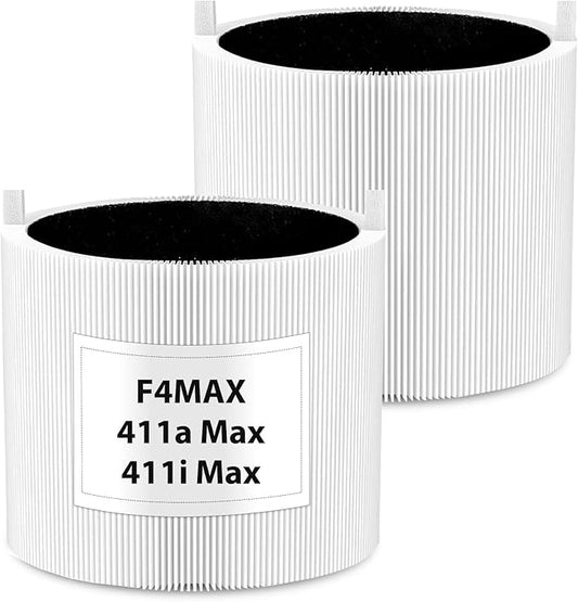 411i & 411a Max Replacement Filter Compatible with Blue Pure 411i & 411a Max Air Puri-Fier, 2 Pack Blue Pure 411i Max F4MAX Particle and Activated Carbon Filter
